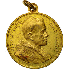 France, Medal, Le Pape Pie X, Johnson, AU(50-53), Copper Gilt