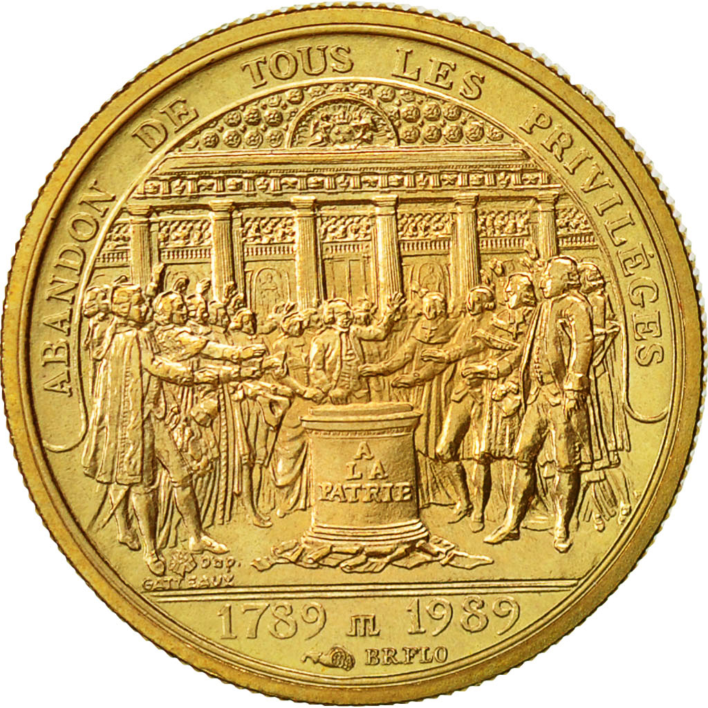 France, Medal, Révolution française,Abandon des Privilèges, 1989, Borrel
