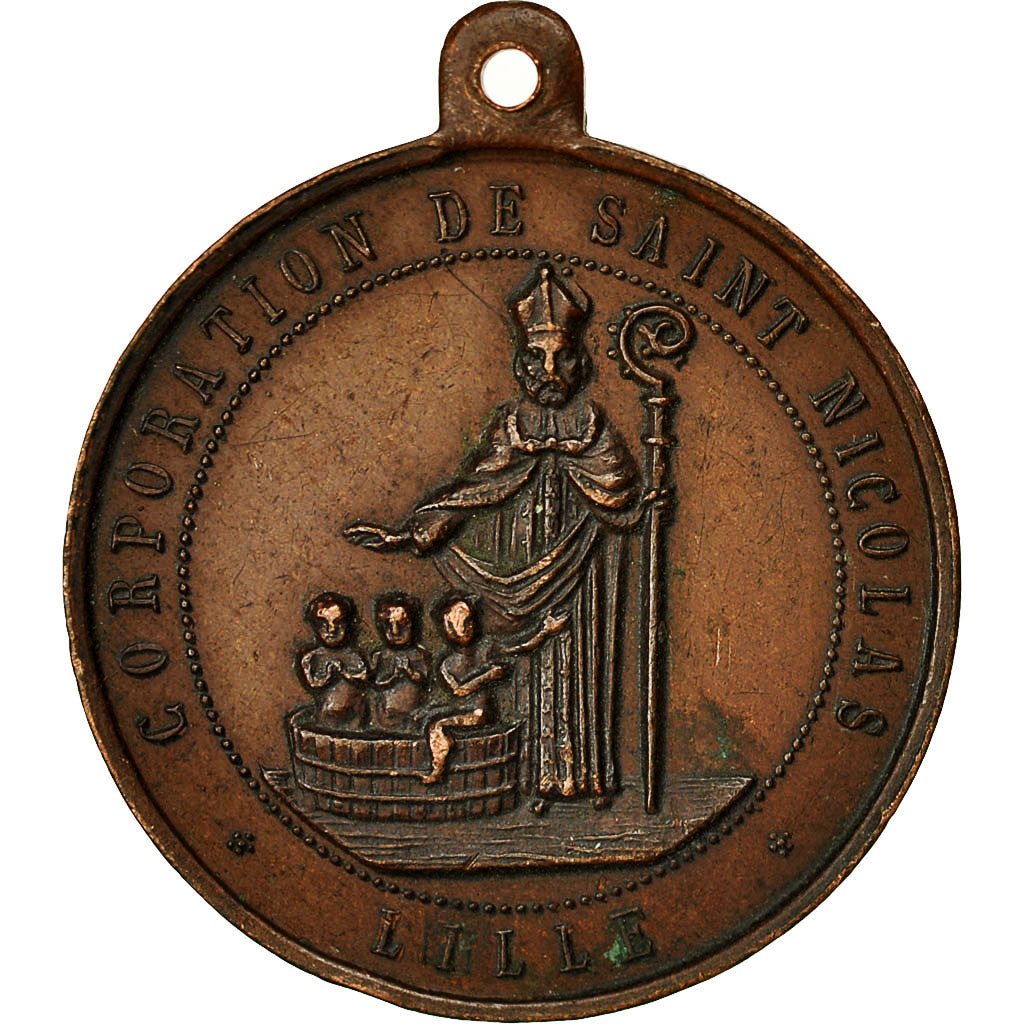 France, Medal, Corporation de Saint Nicolas, Lille, 1914, AU(50-53), Copper