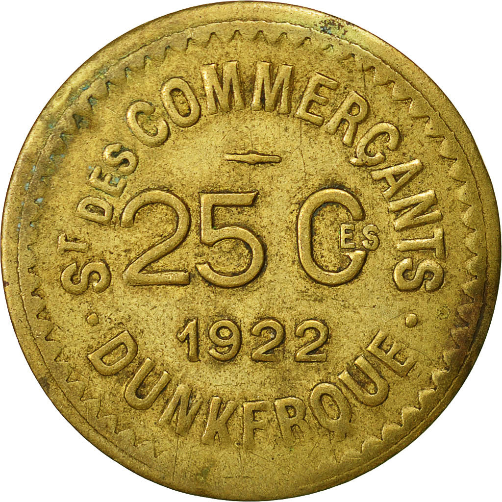 France, Token, 25 Centimes, Société des Commerçants de Dunkerque, 1922