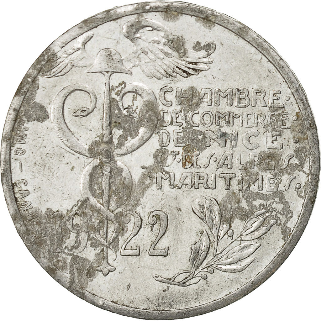 Francia, Token, 10 Centimes, Chambre de Commerce de Nice, 1922, MB, Alluminio