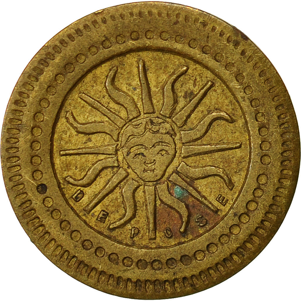 France, Token, 20 Centimes à Consommer, Cartaux, AU(50-53), Brass
