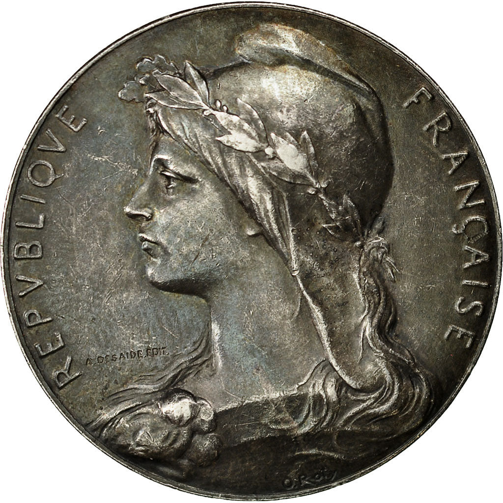 France, Medal, Comité des Bâtiments Civils, Aisne, Roty, AU(55-58), Silver