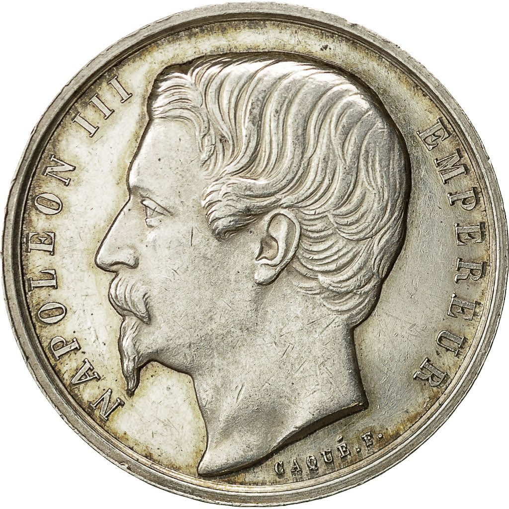 France, Token, Napoléon III, Notaires de Laon, 1854, Caqué, MS(60-62), Silver