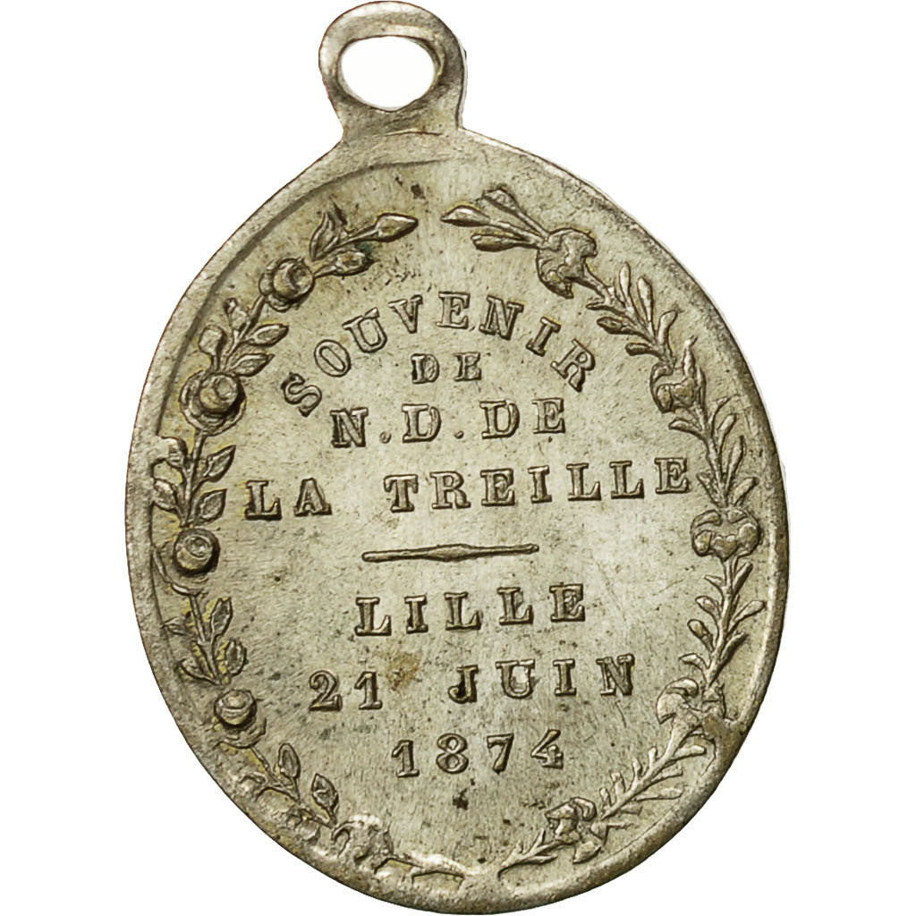 France, Medal, Souvenir de Notre Dame de la Treille, Lille, 1874, AU(55-58)
