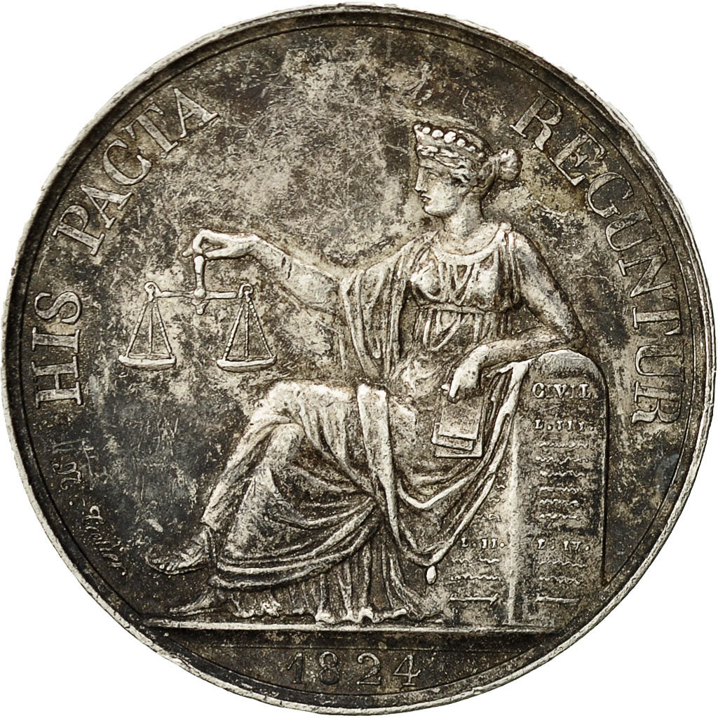 Frankreich, Medaille, Chambre des Notaires de Reims, 1824, Tiolier, SS+, Silber