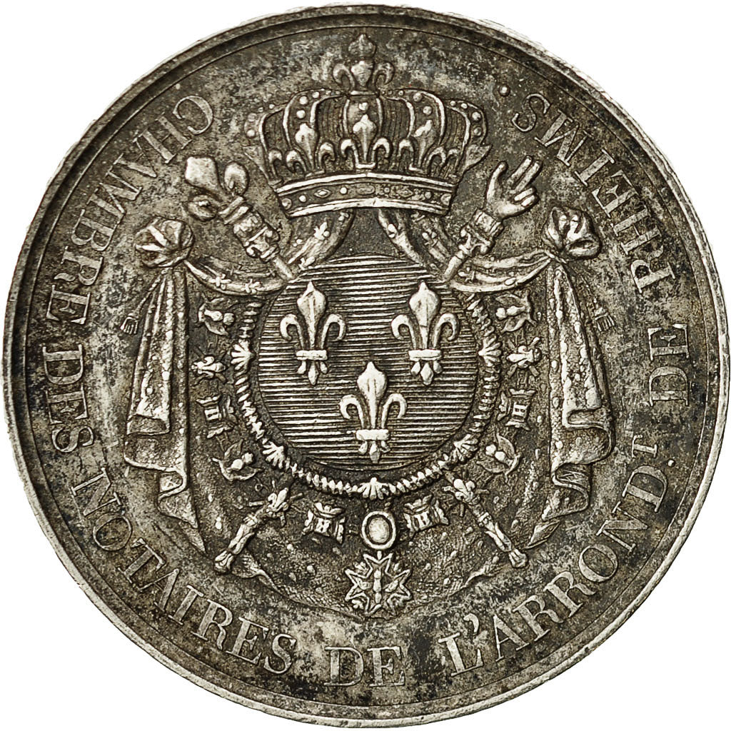 Frankreich, Medaille, Chambre des Notaires de Reims, 1824, Tiolier, SS+, Silber