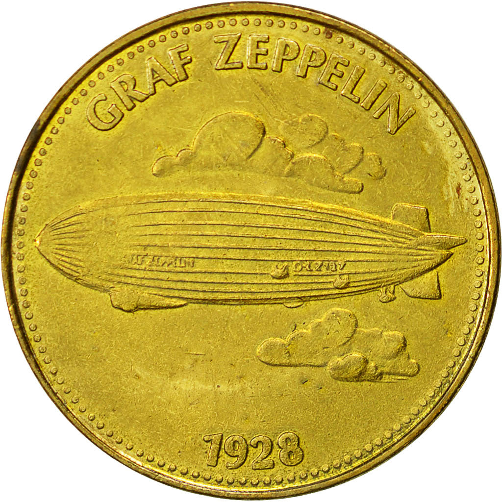 Francia, Token, Aviation, Graf Zeppelin, 1928, Undated, SPL, Bronzo-alluminio