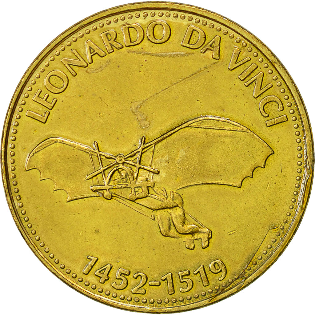 France, Token, Aviation, Leonardo Da Vinci, Undated, MS(63), Bronze-Aluminium