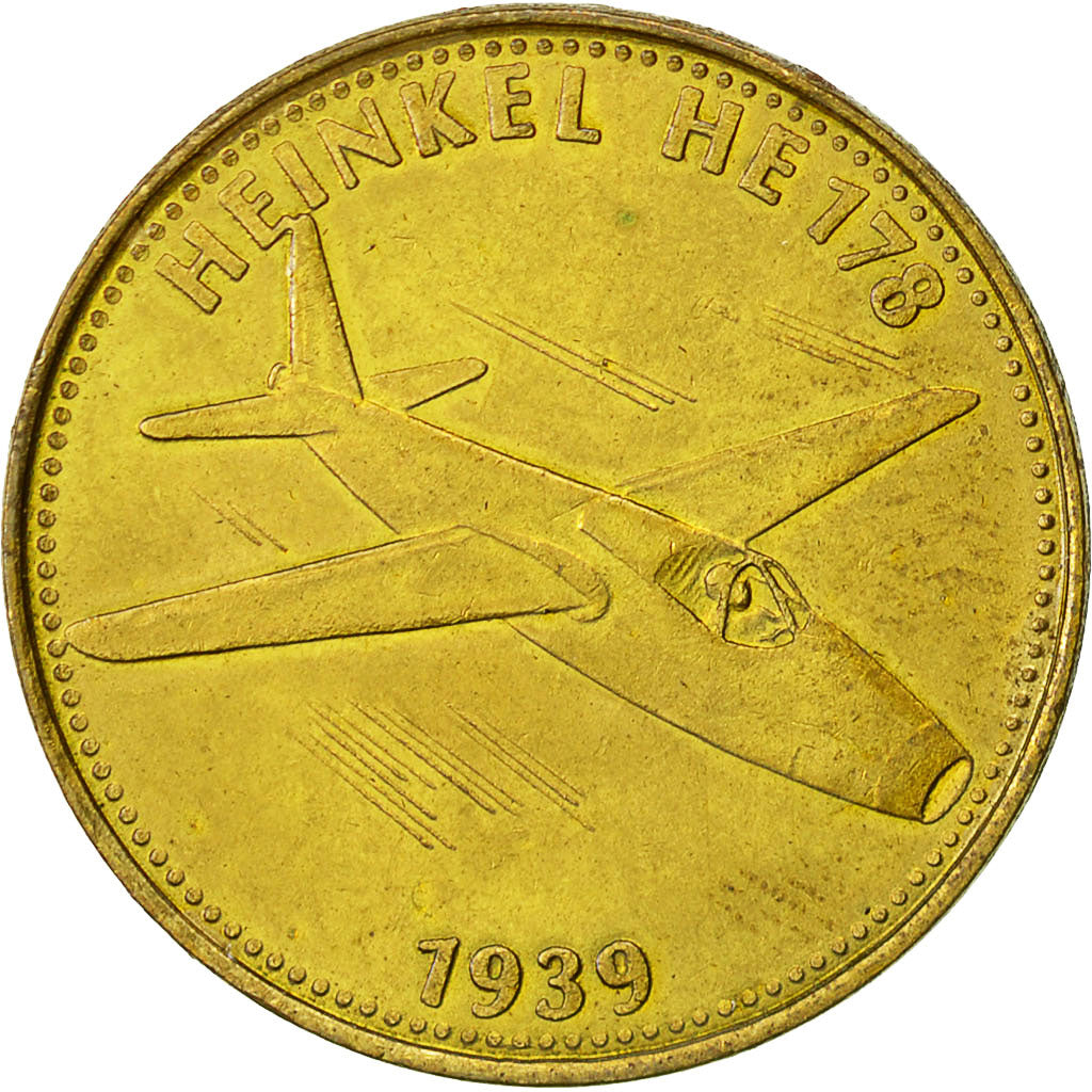 France, Jeton, Aviation, Heinkel HE 178, 1939, Undated, SUP, Bronze-Aluminium