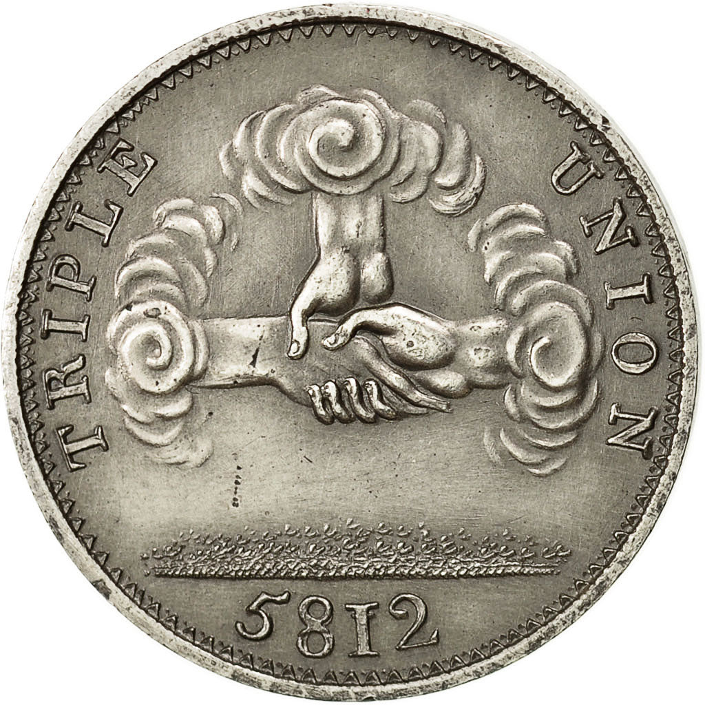 France, Token, Masonic, Triple Union, Orient de Reims, 1812, MS(63), Silver