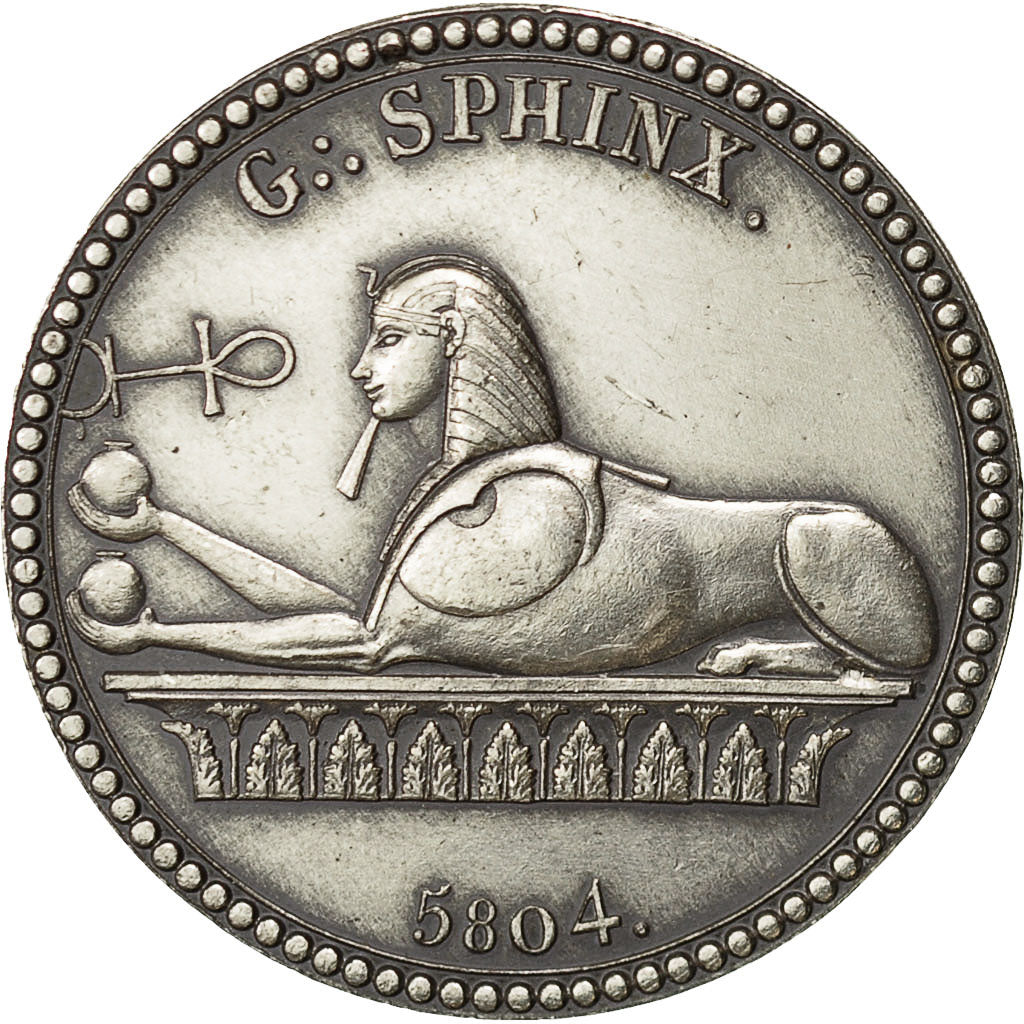 France, Token, Masonic, Loge le Grand Sphynx, 1804, MS(63), Silver