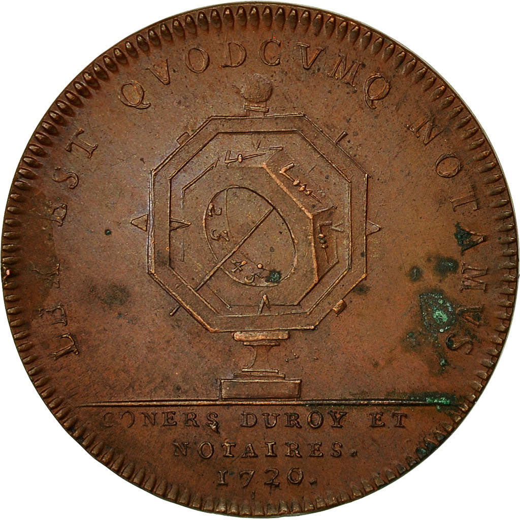 France, Token, Louis XIV, Conseillers du Roi et Notaires, 1720, Duvivier