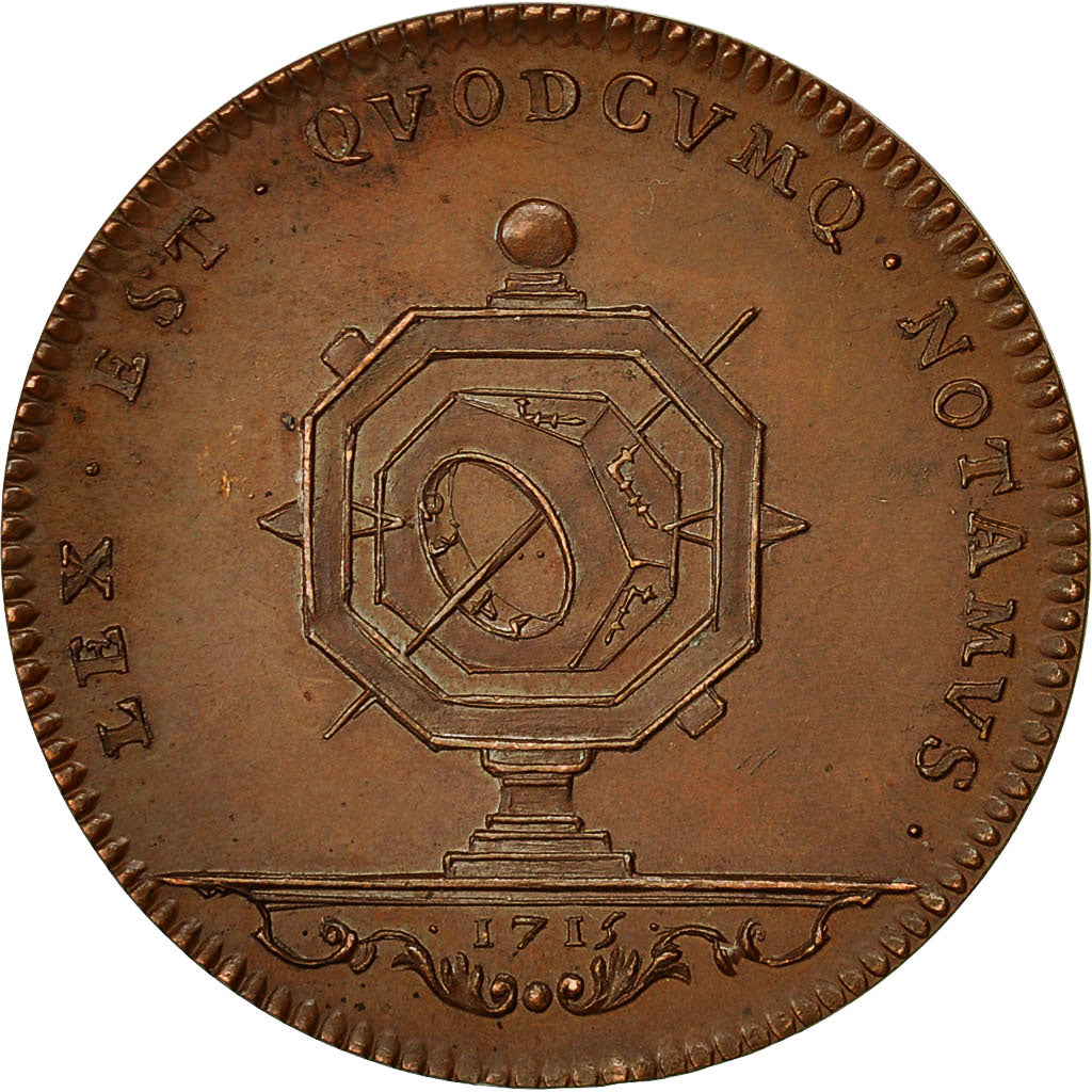 France, Jeton, Louis XIV, Conseillers du Roi et Notaires, 1715, SUP, Cuivre