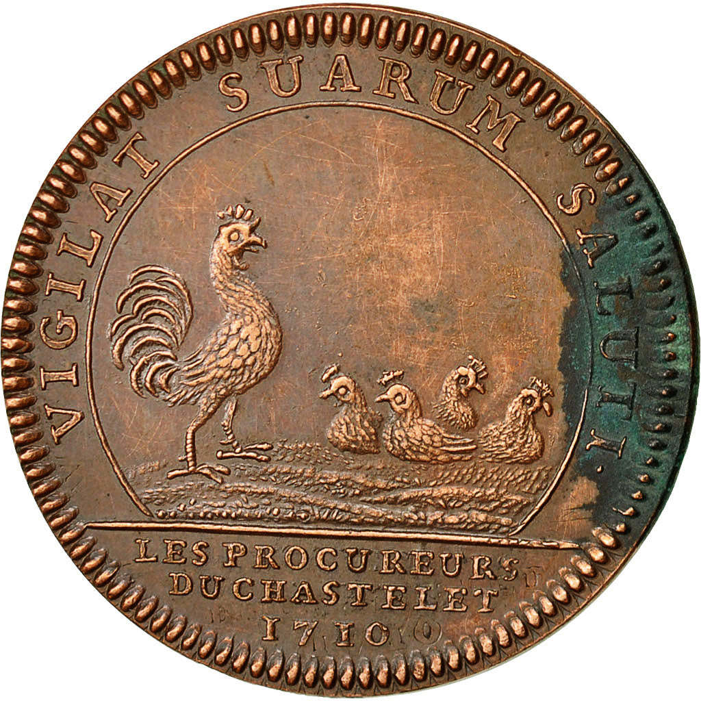 Francia, Token, Louis XIV, Procureur du Chastelet, 1710, MB, Rame