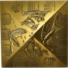 France, Médaille, Table, Calendrier les Oiseux, 1994, Buquoy, SUP, Bronze