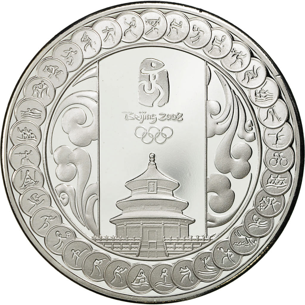 China, Medal, Jeux Olympiques de Pékin, 2008, MS(65-70), Copper Plated Silver