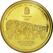 China, Medal, Jeux Olympiques de Pékin, 2008, MS(65-70), Copper Gilt