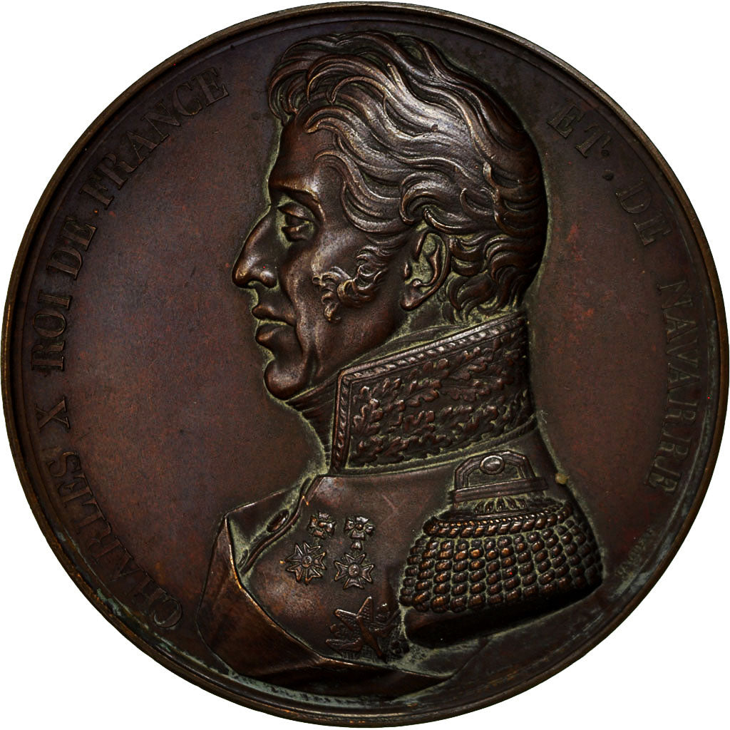 Algeria, Médaille, Charles X, Prise d'Alger, Bataille de Navarin, 1834, Caqué