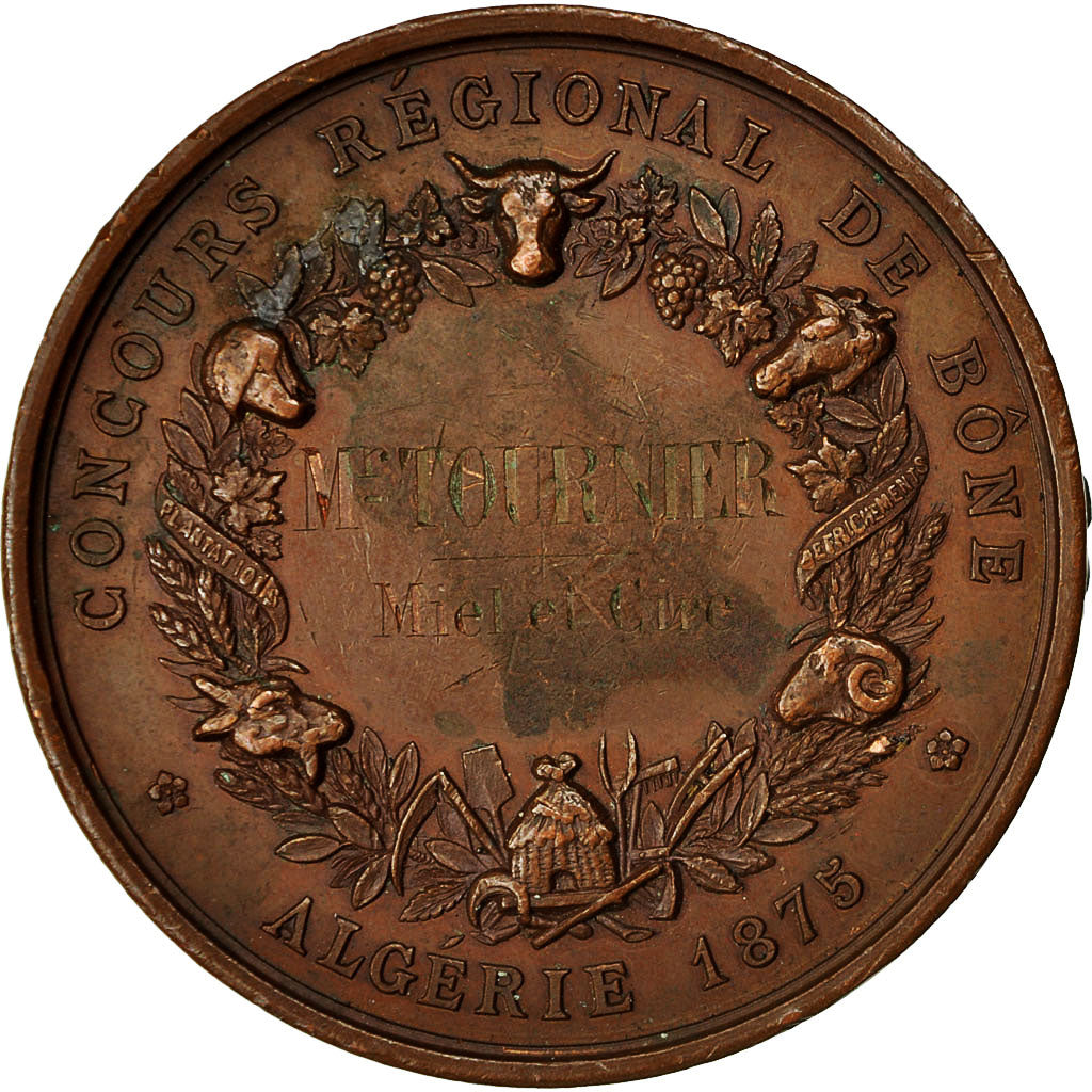 Algeria, Medal, Concours Régional de Bône, 1875, Dubois.A, EF(40-45), Copper
