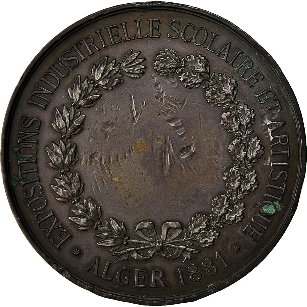 Algeria, Medal, Exposition Industrielle, Scolaire et Artistique d'Alger, 1881
