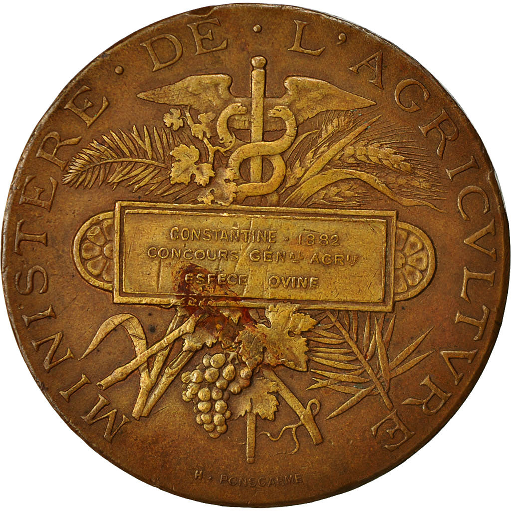 Algeria, Medal, Concours Général Agricole de Constantine, 1882, Ponscarme