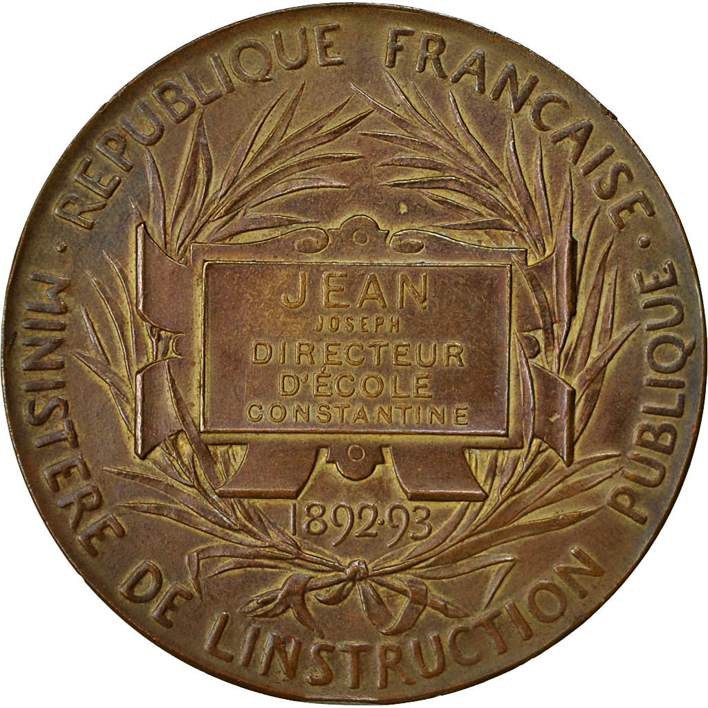 Algeria, Medaille, Instruction Primaire, Education Nationale, Constantine, 1893
