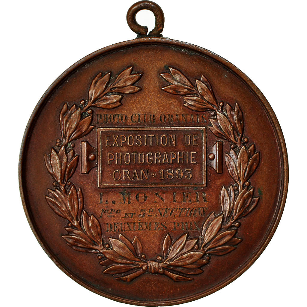 Algeria, Médaille, Exposition de Photographie, Oran, 1893, TTB+, Bronze