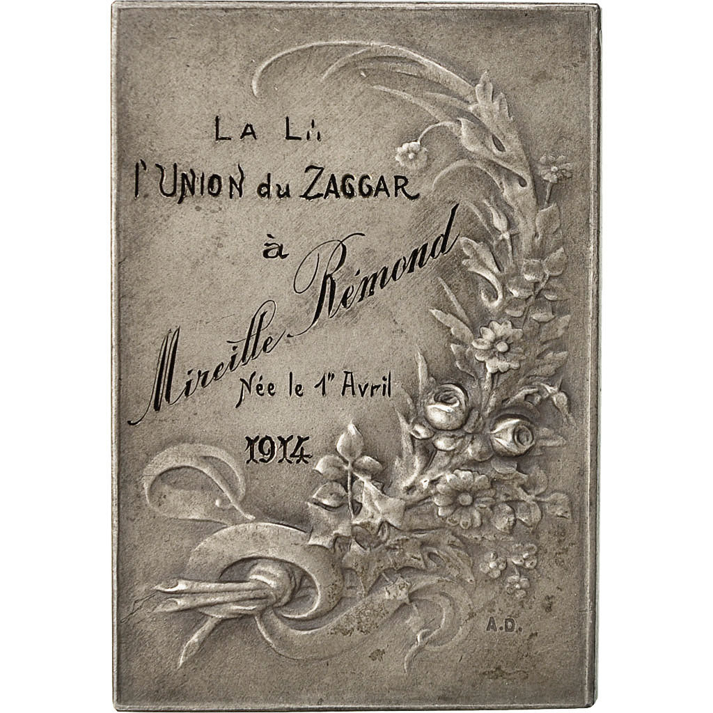 Algeria, Medal, Masonic, La Loge de l'Union de Zaccar-Orient de Miliana, 1914