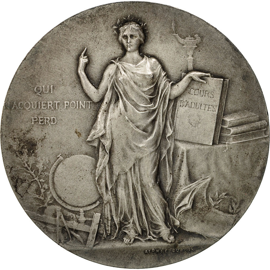 Algeria, Médaille, Instruction Publique, Cours d'Adultes à Oran, 1920