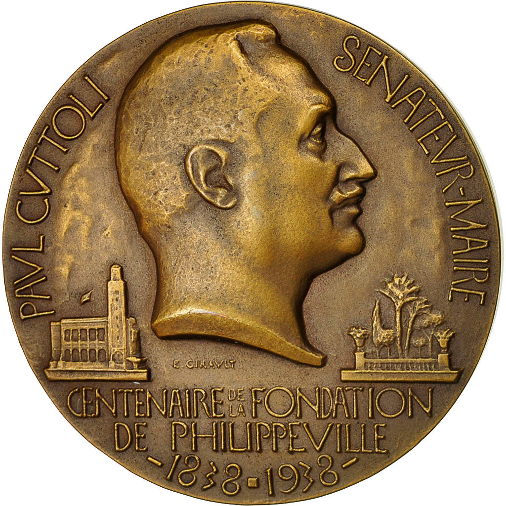 Algieria, Medal, Centenaire de la Fondation de Philippeville, 1938, Girault