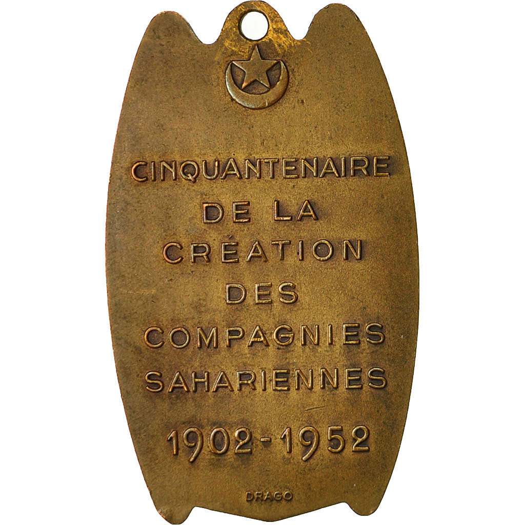 Algeria, Medaille, Cinquantenaire des Compagnies Sahariennes, 1952, Drago, SS+