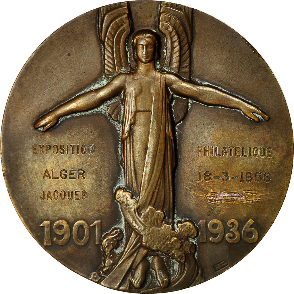 Algeria, Medal, Jean Mermoz, Exposition Philatélique à Alger, 1956, Blin