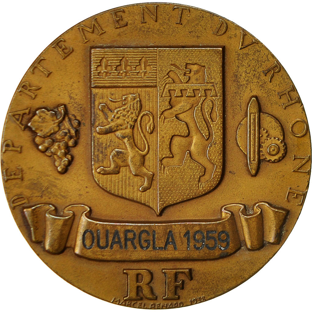 Algeria, medaglia, Département du Rhône / Ouargla, 1959, Renard, BB+, Bronzo