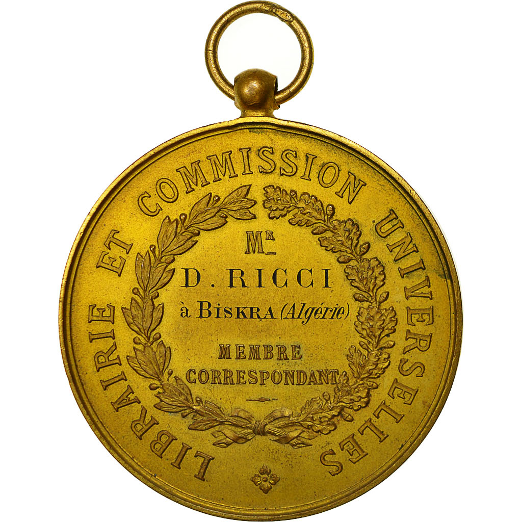 Algeria, Medal, Libriarie et Commission Universelles, Biskra, AU(50-53), Gilt