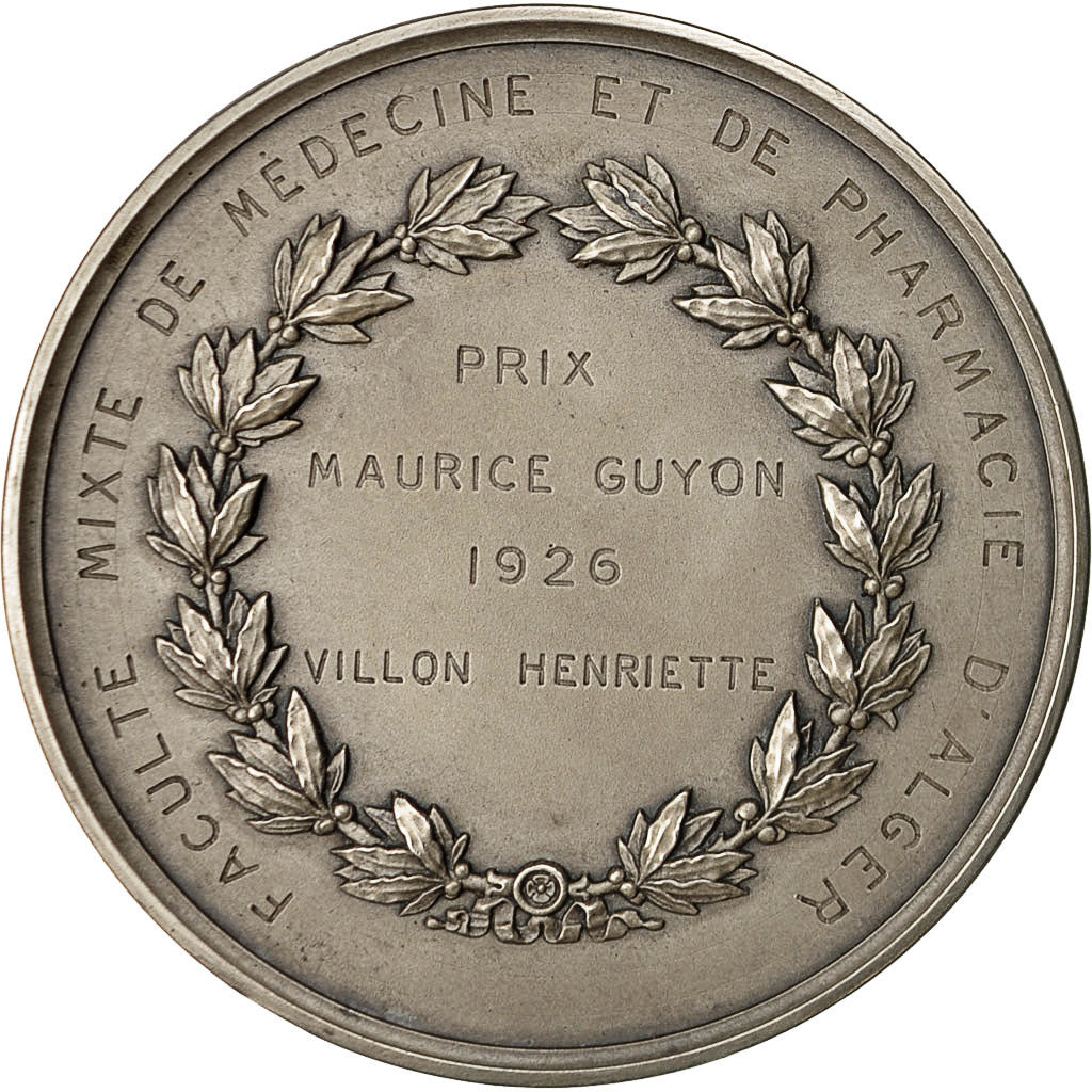 Algeria, Medal, Faculté Mixte de Médecine et de Pharmacie d'Alger, 1926