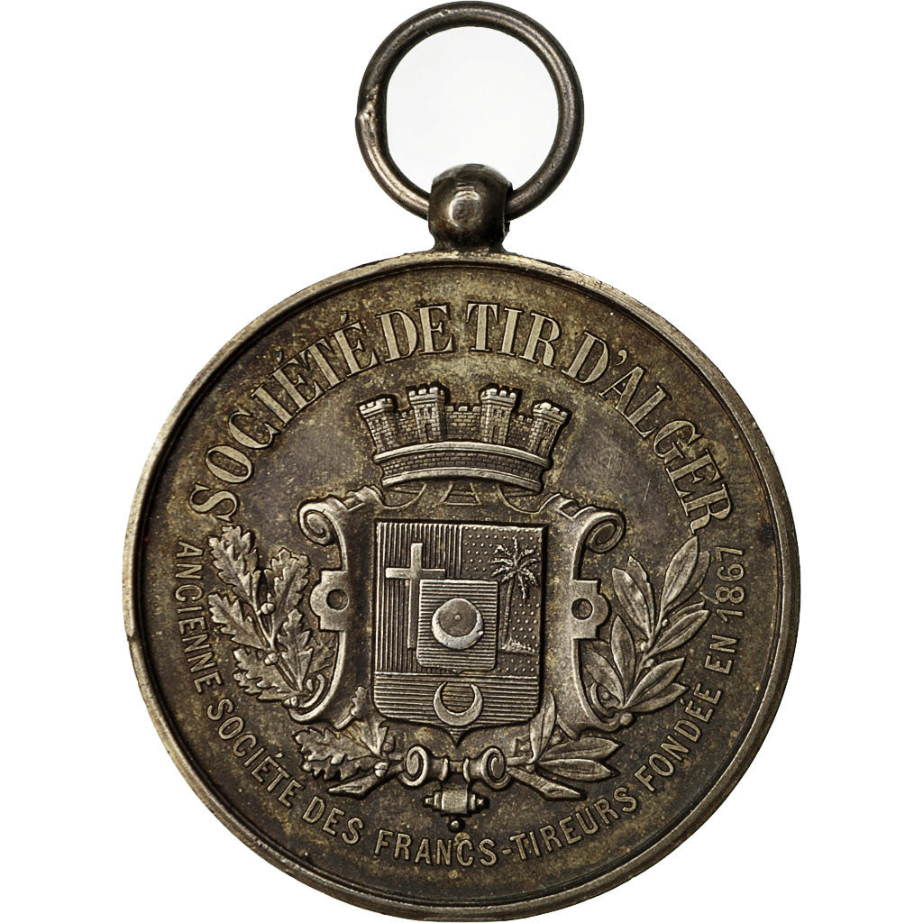 Algeria, Medal, Société de Tir d'Alger, Francs Tireurs, AU(50-53), Silver