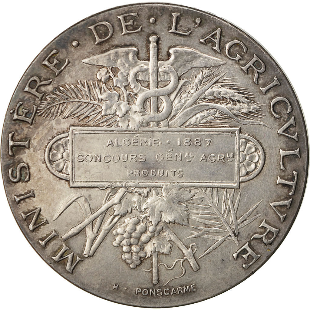 Algeria, Medal, Concours Général Agricole d'Algérie, 1887, Ponscarme