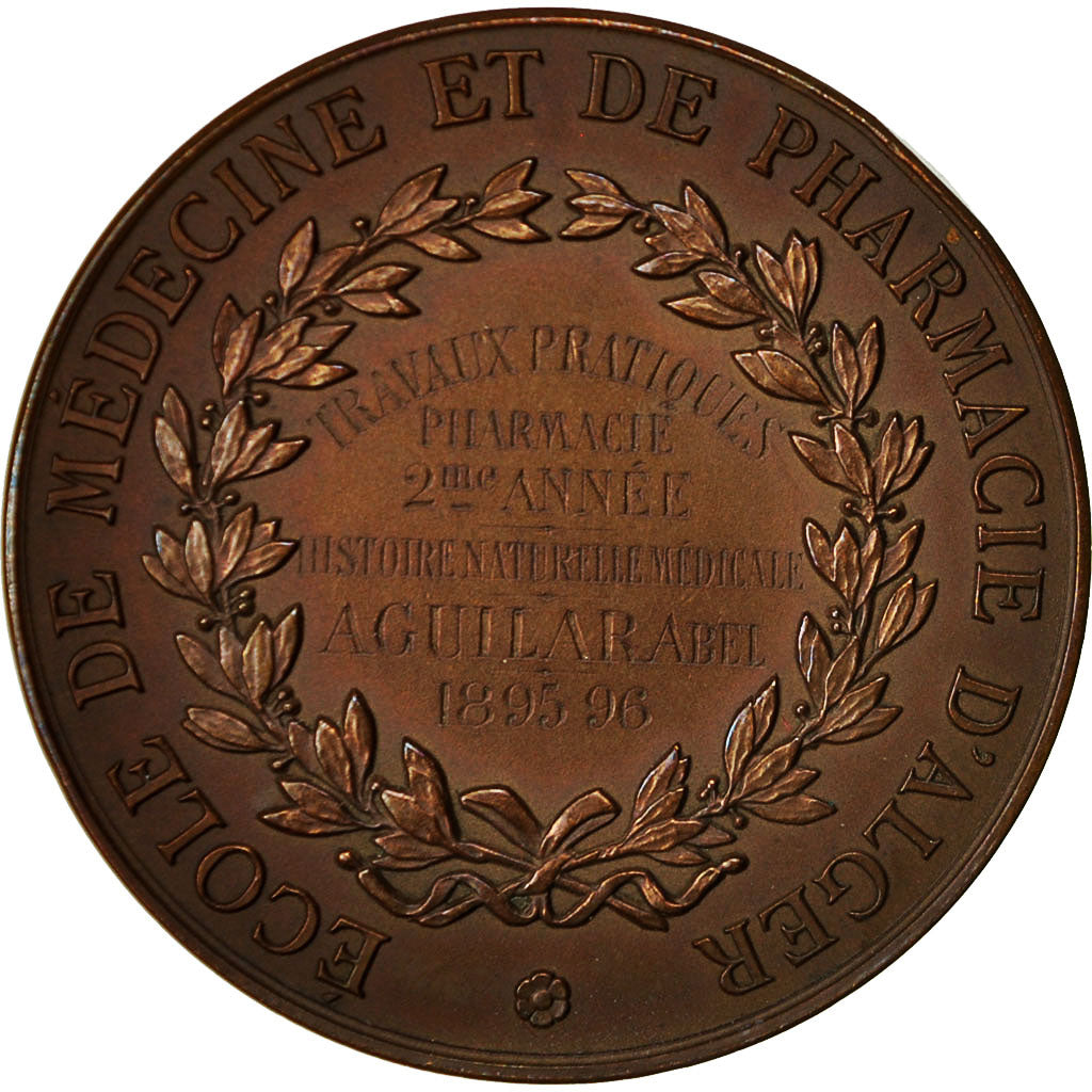 Algeria, Medaille, Ecole de Médecine et de Pharmacie d'Alger, 1896, Rogat, VZ