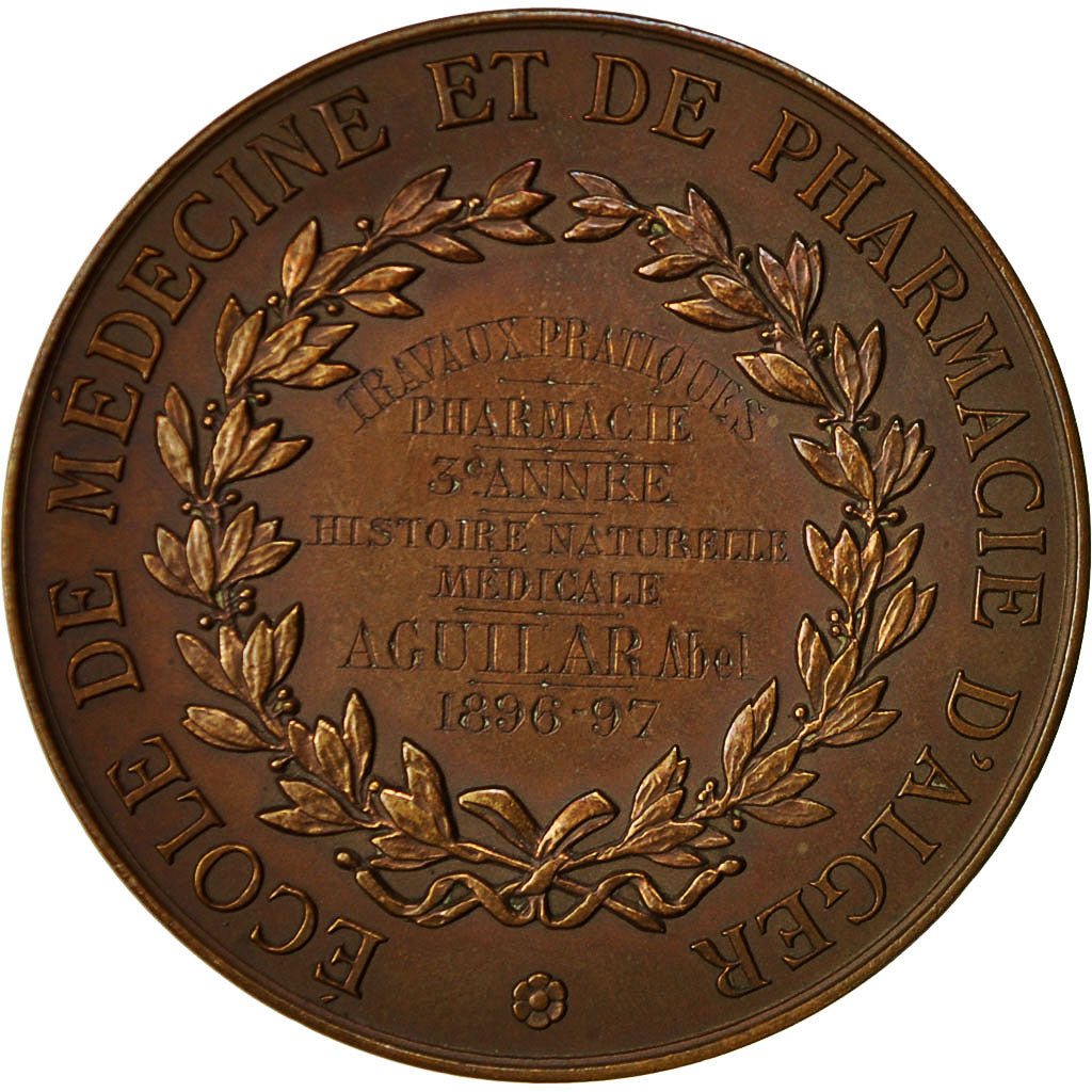 Algeria, Medal, Ecole de Médecine et de Pharmacie d'Alger, 1897, Rogat