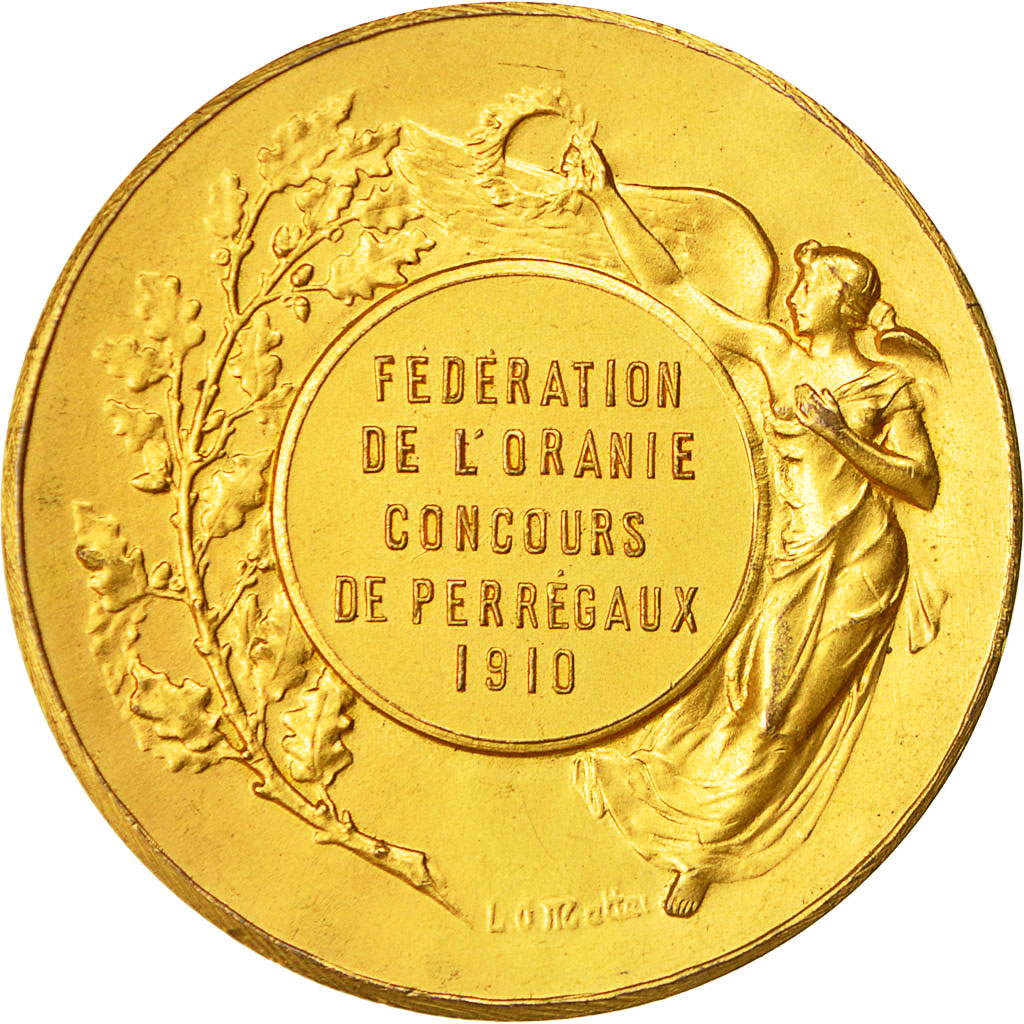 Algeria, Medal, Société de Tir, Fédération de l'Oranie, 1910, Dubois.A