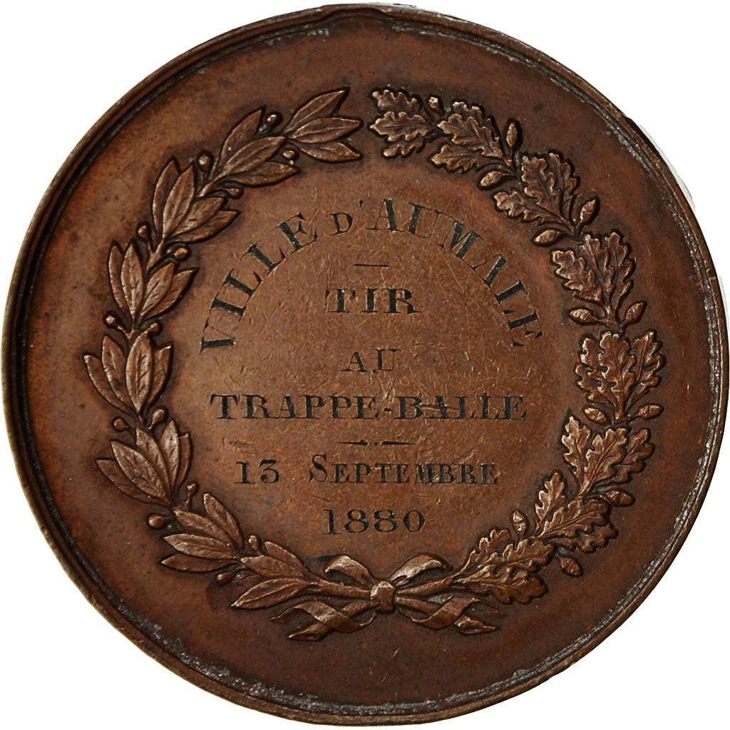 Algeria, medalla, Ville d'Aumale, Tir au Trappe-Balle, 1880, MBC, Bronce