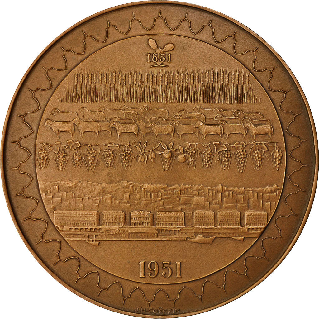 Algeria, Medal, Centenaire de la Banque d'Algérie et de Tunisie, 1951, Coeffin