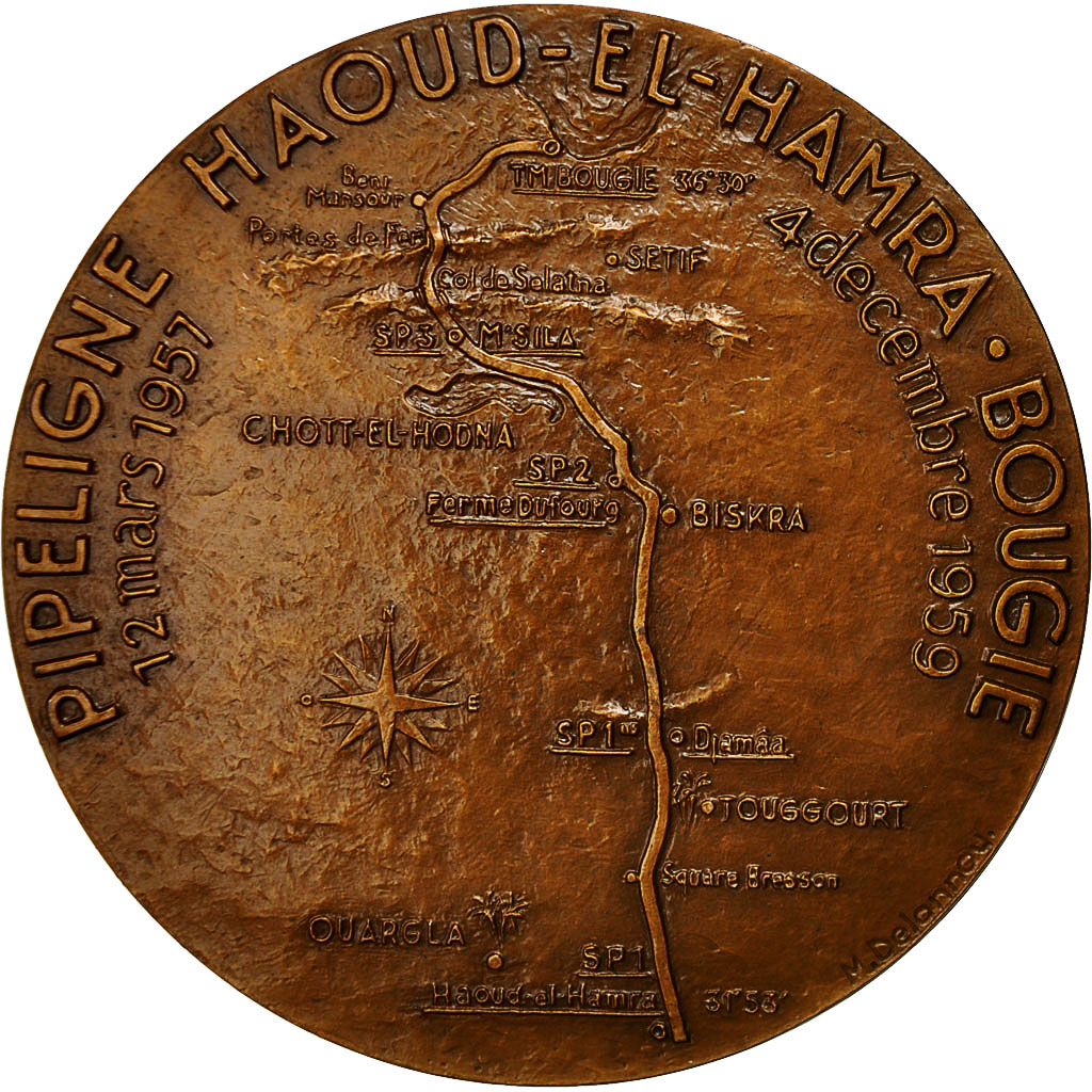 Algeria, Médaille, Construction du Pipeline Haoud El Hamra-Bougie, 1959