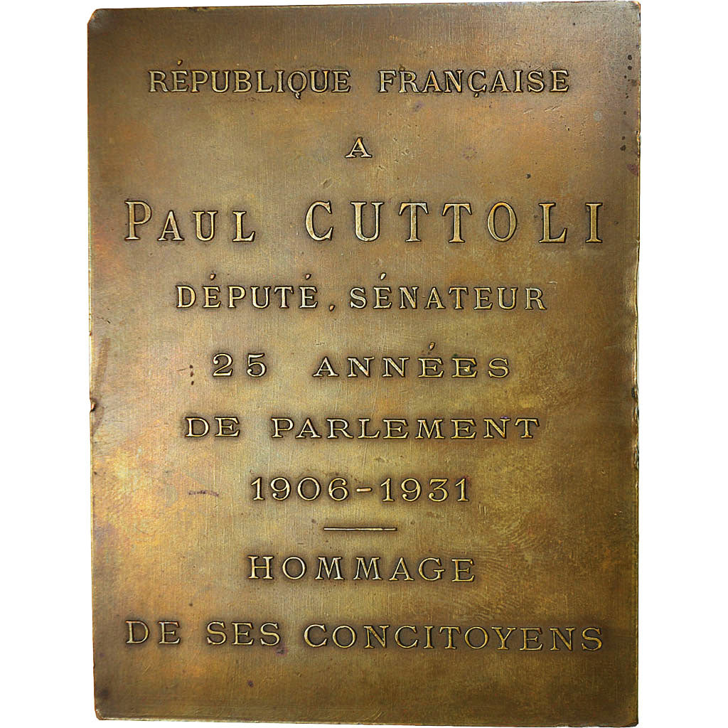 Algeria, Medal, Hommage au Député Paul Cuttoli, 1931, Girault, EF(40-45)