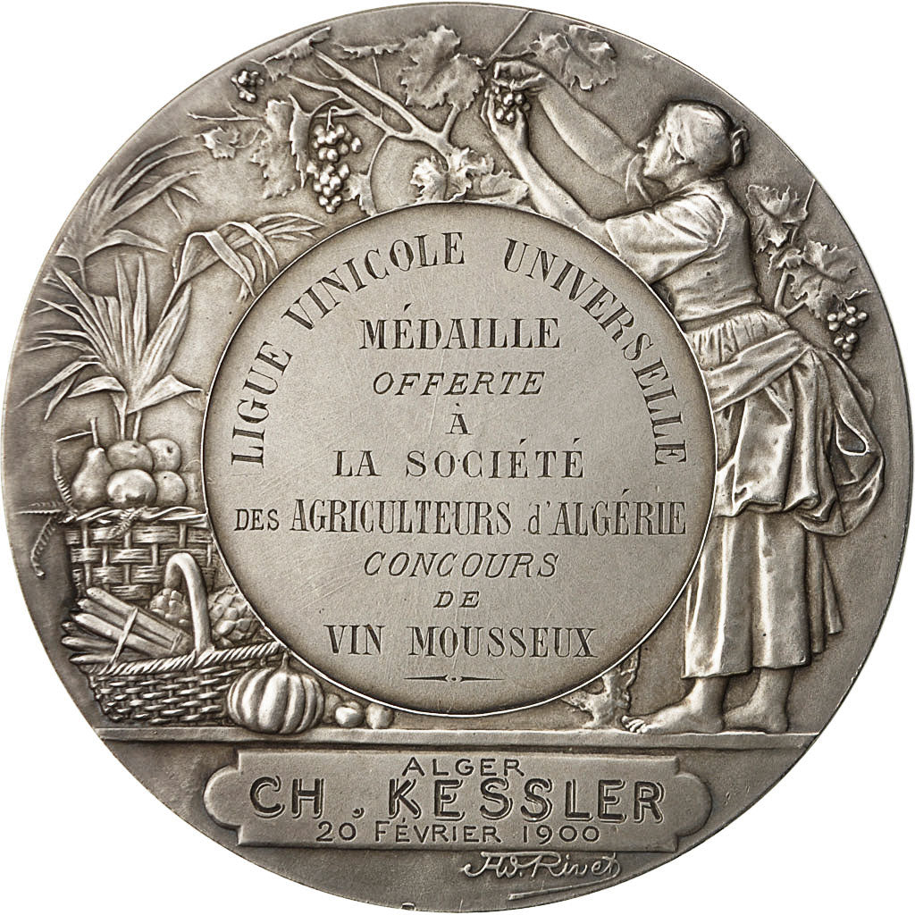 Algeria, Medal, Ligue Vinicole Universelle, Agriculteurs d'Algérie, 1900