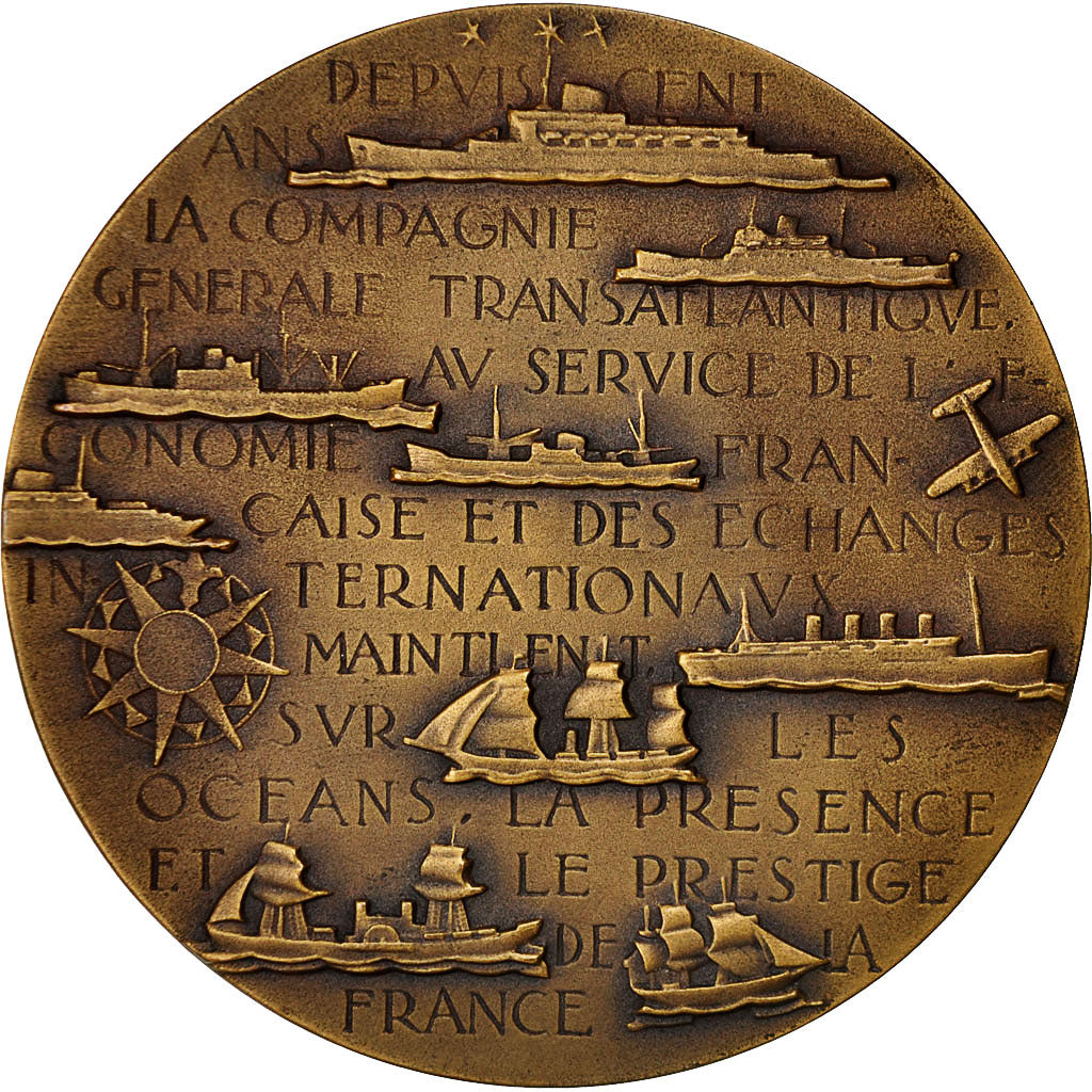 France, Medal, Compagnie Générale Transatlantique, Liberté, 1955, Renard