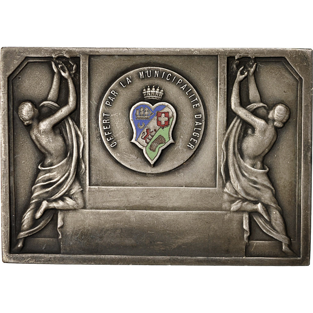 Algeria, Médaille, Art Déco, Plaque, Offert par la Ville d'Alger, Fraisse