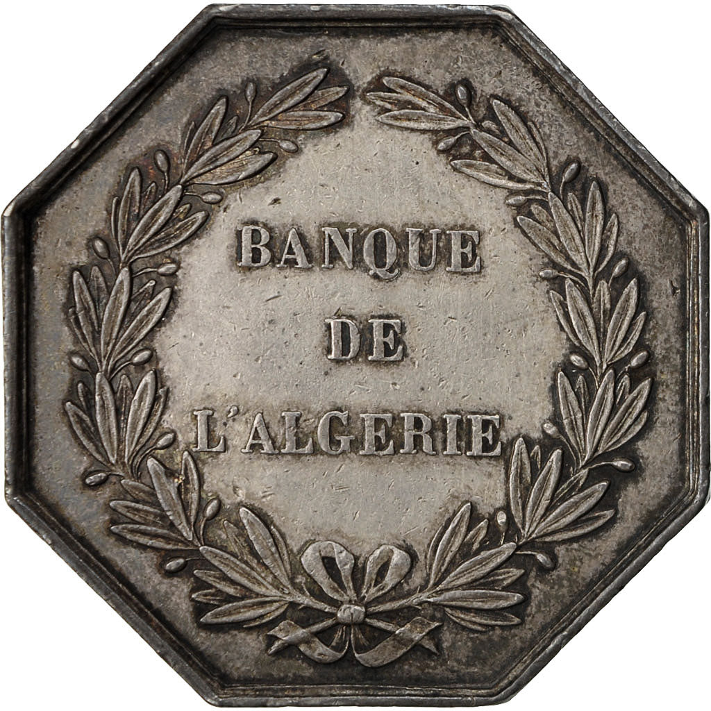 Algeria, Token, Banque de l'Algérie, 1860, Gayrard, MBC, Plata