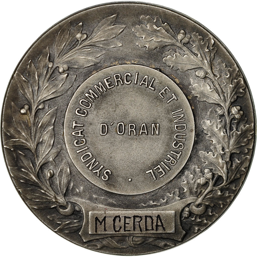 Algeria, Médaille, Syndicat Commercial et Industriel, Rasumny, TTB+, Silvered